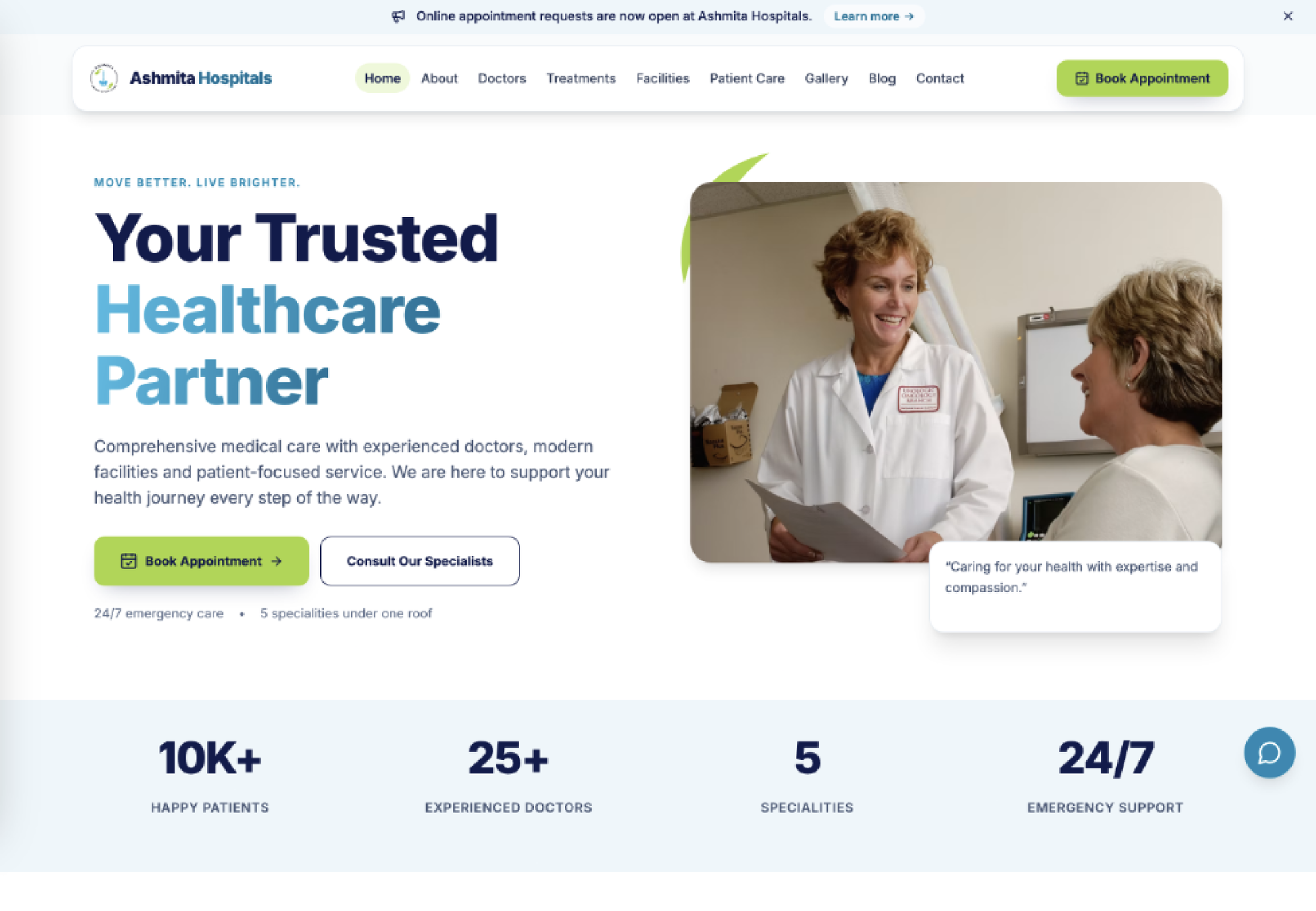Ashmita Hospitals website design